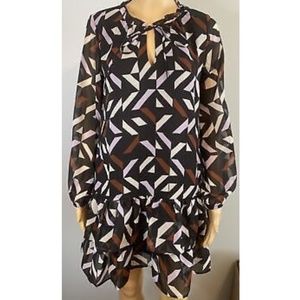EMME MARELLA black ruffle print dress SZ 38